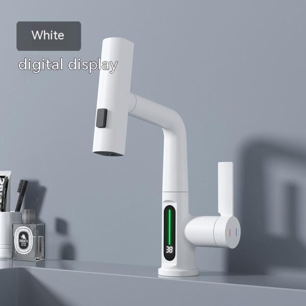 Intelligent Digital Display Faucet Pull-out Basin Faucet Temperature Digital Display Rotation - Image 7