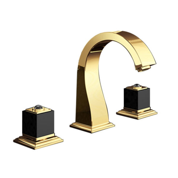 Two-piece basin faucet Golden three-hole basin bathroom cabinet - Image 4