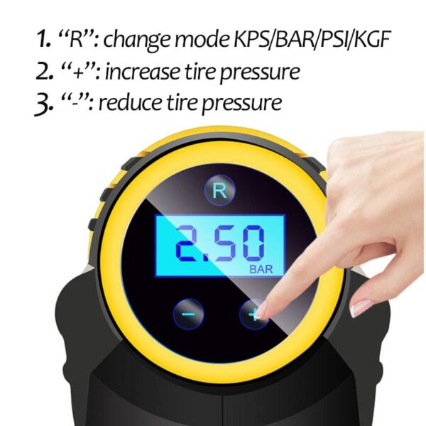 Automatic Portable Handheld Digital LED Smart Car Air Compressor - Image 2