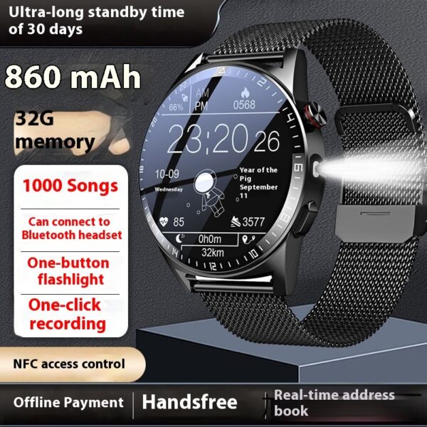 32G Memory Ultra-long Standby Smart Watch Flashlight Bluetooth Calling