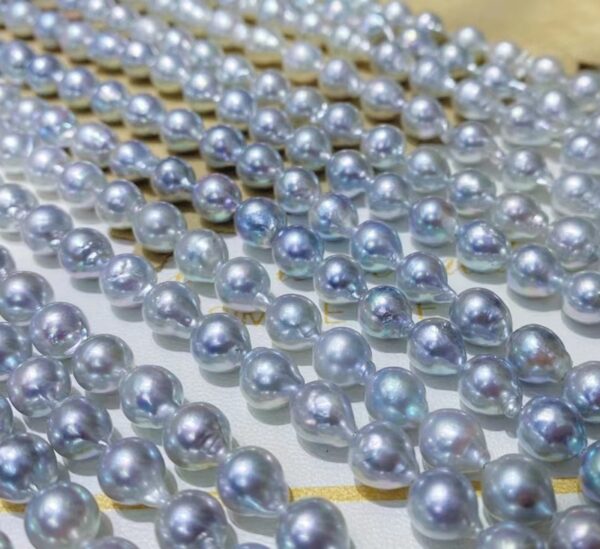 8-9MM Baroque Silver Blue Gray Aurora Sea Pearls Necklace - Image 9