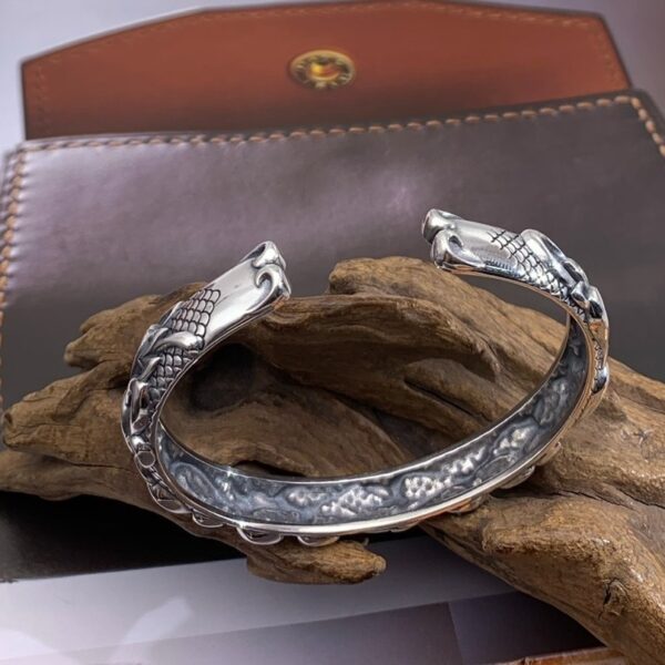 Retro Style S925 Sterling Silver Bracelet For Men Distressed - Image 3